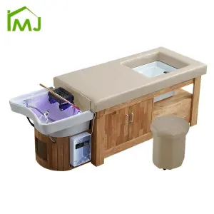 Salon Multifunction Hair Wash Wood Thai Massage Pedicure Foot Spa Shampoo Bed