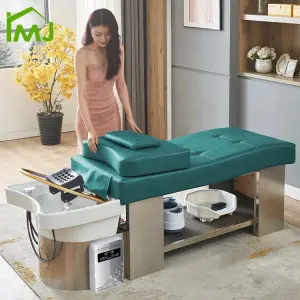 Salon Spa Hair Washing Thai Therapy Shampoo Bed and Massage Bed with Sink