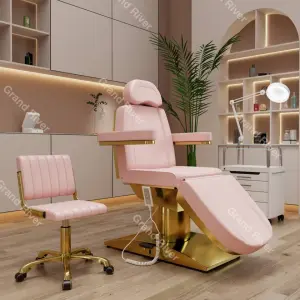 Custom Color 3 Motors Metal Gold Plated Stainless Steel Base Electric Facial Beauty Salon Bed Spa Massage Table