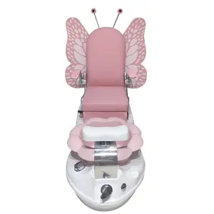 Hot Sale Pink Velvet Spa Furniture Set Nail Pedicure Station Kid Pedicure Spa Chair With Ceramic Pedicure Sink