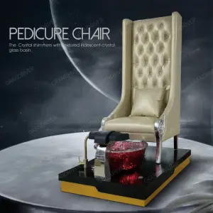 High Back Royal Pedicure Sofa Station with Pillow Foot Bath Spa Pedicure Chair for Manicure Luxury Pedicure Throne Chairs