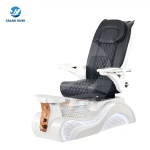 Professional Luxury Nail Salon Furniture Black Golden Electric Reclining Massage Manicure Foot Spa Pedicure Chairs With Led