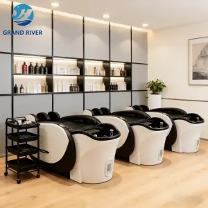 Modern Hair Salon Washing Head Therapy Electric Shampoo Chair Bed with Full Body Massage Head Spa Bed Black for Sale