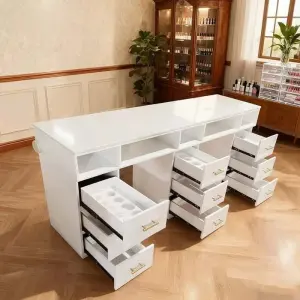 Wholesale Modern MDF Nail Table From Vietnam for Manicure and Salon Furniture Manicure Salon Desk Marble Top