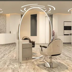 Barber Stations Furniture Double Sided Salon Styling Stations Electroplating Salon Mirror Custom White and Gold Salon Furniture