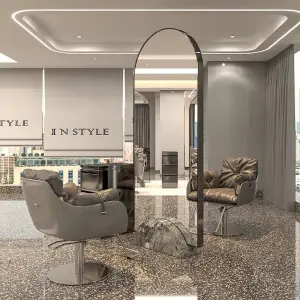 Salon Furniture Hair Salon Mirror Dedicated Single and Double Side with Beauty Led Light Marble Base Floor Hair Salon Mirror