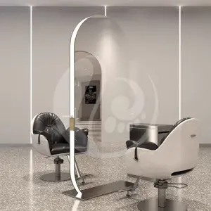 Customized Single Double Side Floor Mirror Station Hair Beauty Salon Furniture Barber Shop Full Length Mirror with Led Light