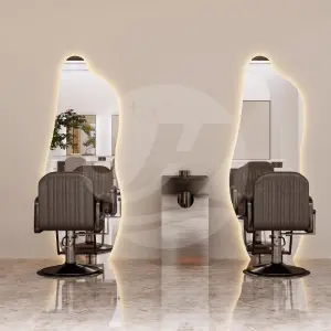 Modern Beauty Hair Salon Barber Station Frameless Stylish Floor Full Length Led Light Mirror Salon Furniture for Hairdresser