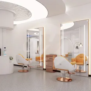 Luxurious Single Side Wall Mounted Anti Fog Salon Hairdressing Mirror Station Beauty Salon Furniture for Barbershop
