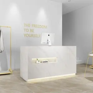 Factory Direct Minimalist Company Reception Desk Marble Arc Clothing Store Cashier Counter Beauty Salon bar Customization