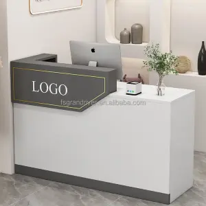 Reception Desk Counter Desk for Checkout & Retail, Front Counter Table Minimalist Wood Office Furniture Customizable 40KG