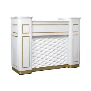 Luxury Small Clinic High-quality White Cashier Counter Beauty Salon Reception Desk Boutique Cashier Counter Front Desk with Led