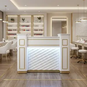 Wholesale Custom Reception Desk Beauty Salon Wooden Cash Register Front Desk Reception Counter for Salon or bar Use