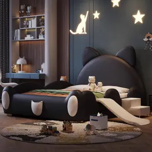 Hot Sale Double Size Children's Bedroom Furniture Leather Bed for Kids
