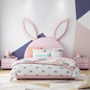 Modern Home Bed Rabbit Cartoon Children Bedroom Furniture Upholstered Kids Beds