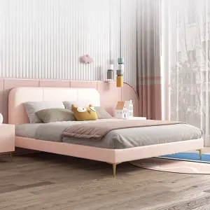 Modern Beds Single Children Upholstered Bedroom Furniture Child Girl Bedroom Princess Pink Kids Bed