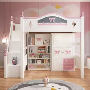 Factory Cheap Wholesale Hot Sale Modern Wood Bedroom Furniture Twin Loft Bunk Bed with Slide for Children's and Hotel Use
