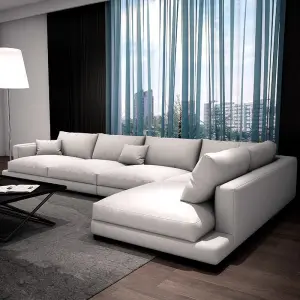 Modern Living Room Furniture Sofa Set Nordic Tech Fabric L Shape Sectional Sofas