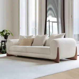 Factory Outlet Modern Couch Sofa Set Furniture Luxury Teddy Velvet Fabric Living Room Sofas with Solid Wood Leg