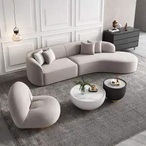 Modern High Quality Premium Luxury Reclining Sofa Set Furniture Living Room Lounge Villa Fabric Tufted Curved