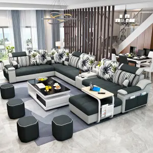 Home Furniture Corner Couch Living Room Sofas/Modern Fabric Sofa Bed Royal Sofa Set 7 Seater