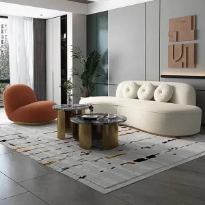 White Cashmere Wool Fashion Designer Living Room Sofas Stainless Steel Feet Comfortable Upholstered 3 Seater Sofa Bed