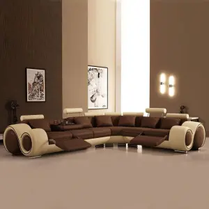 American Style Living Room Reclining Sofas Modern Fashion Luxury Genuine Leather Corner Sofa
