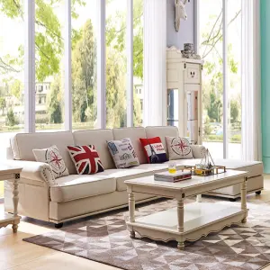 American Style Reclining Sofa Set Sectionals Luxury L-Shaped Fabric Modern White Living Room Sofas