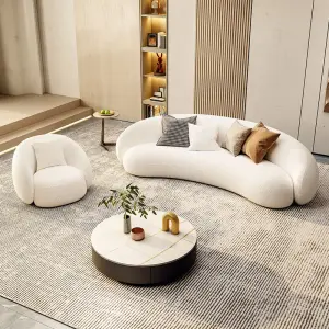 Hot Sales Modern Couch Simple Sofa Minimalist Special Shaped White Velvet Light Luxury Living Room Sofa Furniture