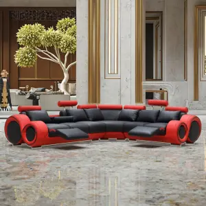 European American Popular High Quality Living Room Sofas Set Furniture Modern Arm Reclining Corner Genuine Leather Sofa Hotel