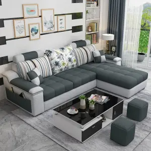 Cheap Sofa Cama Living Room l Shaped Sofa Modernos E Luxuosos Comfortable Fabric Sofa Set Furniture