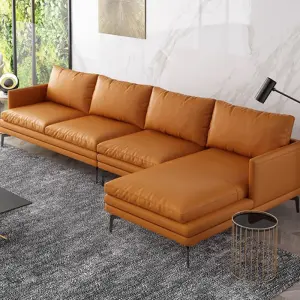 Modern Leather Living Room Sofa Set Nordic L-Shaped Modular Sofa Cooling Feature for Hotel Apartment Use Luxury Leisure Sofa Bed