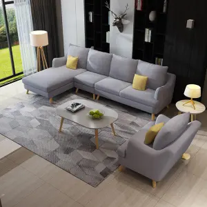 The Most Popular Luxury Modern Fabric Sofa Fabric Living Room Sets Lounge Combination Gray Blue Fabric Sofa Designs