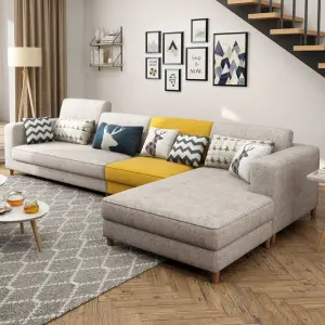 Nordic Sofa Living Room Furniture Set Modern European Sectional Sofas for Home Lounge L Shaped Fabric Sofa