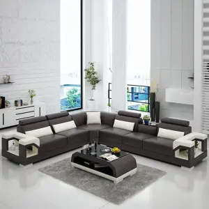 Modern Style Corner Designs Living Room Leather Sectional Sofa,cheap Sofa l Shape,comfortable Reclining Leather Sofa Set