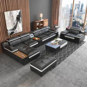 Luxury Reclining Genuine Leather Sectional Sofa Set Modern Living Room High Quality