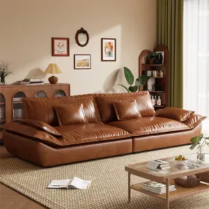 Modern Style Leather Sofa Set for Living Room Elegant Furniture Veneer Indoor Family Room Sofas