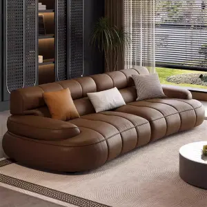 Italian Style Modern Executive Office Furniture Leather Sofa Set Wooden Contemporary Design for Living Room