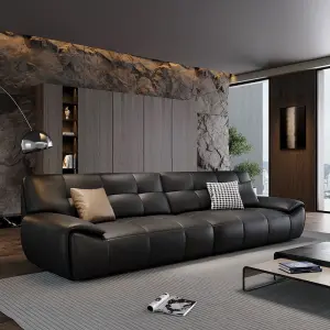 Luxury Straight Row Frame Leather Lounge Couch Sofa for Living Room & Restaurant Upholstery Furniture