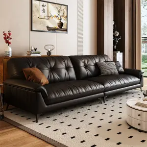 Hot Sale Modern Minimalist Genuine Leather Sofa Set Big Living Room Sectional Couch Furniture