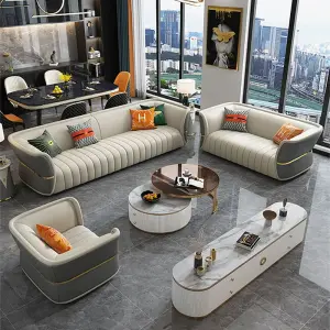 Leather Luxury Modern Chesterfield Sofa Set Single/Double/Triple Seater Options Durable Sponge-Filled Apartment Hotel Living