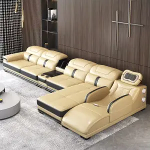 Luxurious Modern Minimalist Massage Leather Sectional Sofa Set Reclining Hot Selling for Apartment Villa Living Room Furniture