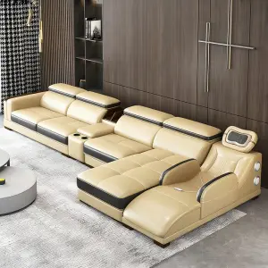 Luxurious Modern Minimalist Leather Sectional Sofa Hot Selling for Villas Living Room Furniture with Massage Area