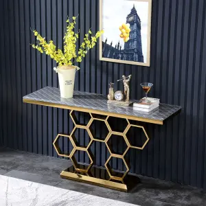 Luxury Modern Marble Top Console Table with Stainless Steel Frame for Living Room Dining Hotel Use