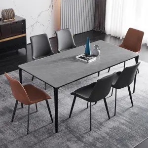 Nordic Modern Minimalist Marble Rectangular Dining Table With Aluminum Frame