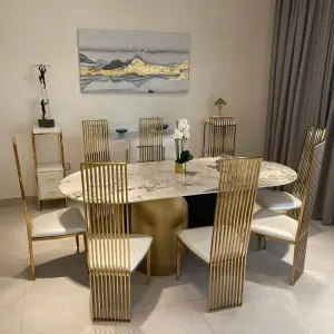 Luxurious Dining Room Sets 8 Chairs Table Furniture Luxury Marble Top Dining Tables with Chairs Modern 10 Seater Dining Tables