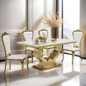 Stainless Steel Dinning Table Set Dining Base Chairs Marble Modern New Luxury 6 Style Living House Packing Room