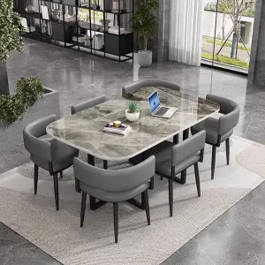 Minimalist Marble Top Dinning Table 6 Seater Modern Restaurant Home Dining Room and Chairs Sets