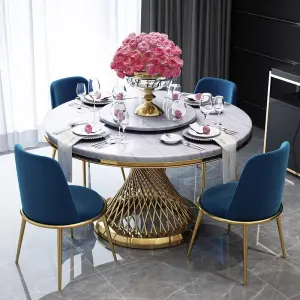 Nordic Style Modern Dining Room Set Luxury Design Home Furniture Marble Top Dining Table With Metal Leg