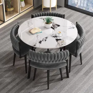 Minimalist Marble Top Dinning Table 4 Seater Modern Restaurant Furniture Home Dining Room and Chairs Sets